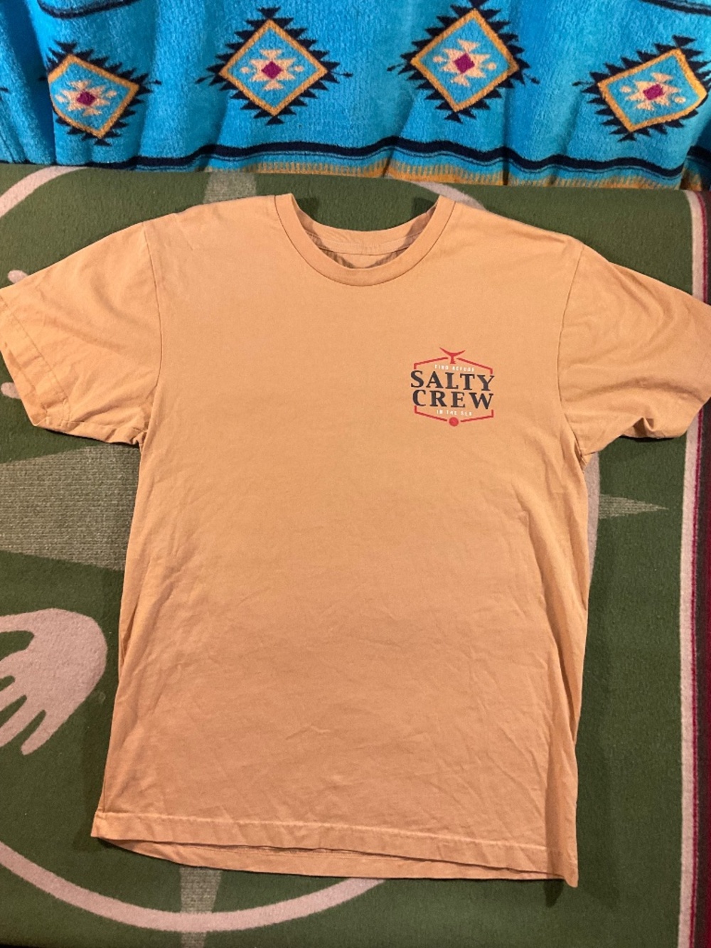 Salty Crew-” In The Sea” Graphic Tee-Tan Beige- Size (M)-100% Cotton